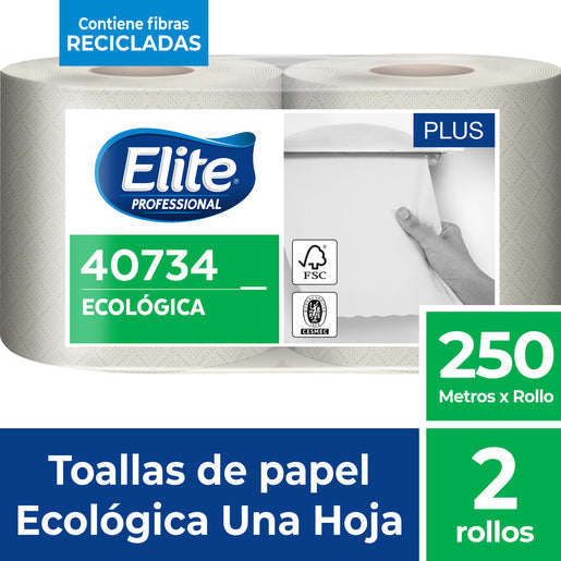 Toalla de Papel Jumbo 250m - Hoja Simple Ecológica (Pack 2 Rollos)