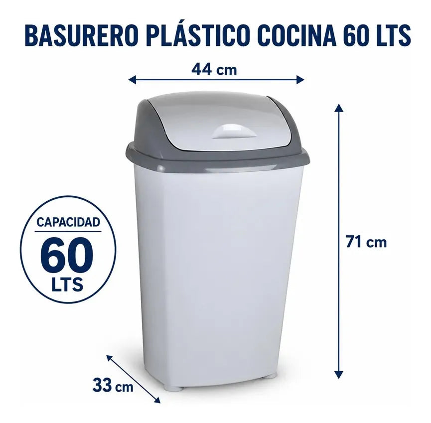 Basurero de 60 Litros con Tapa Vaiven