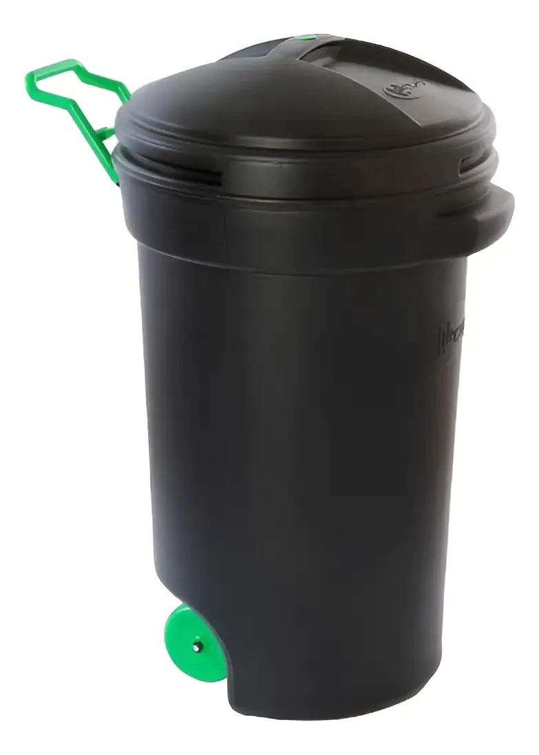 Basurero Negro Con Ruedas Y Tapa 75 Ltrs