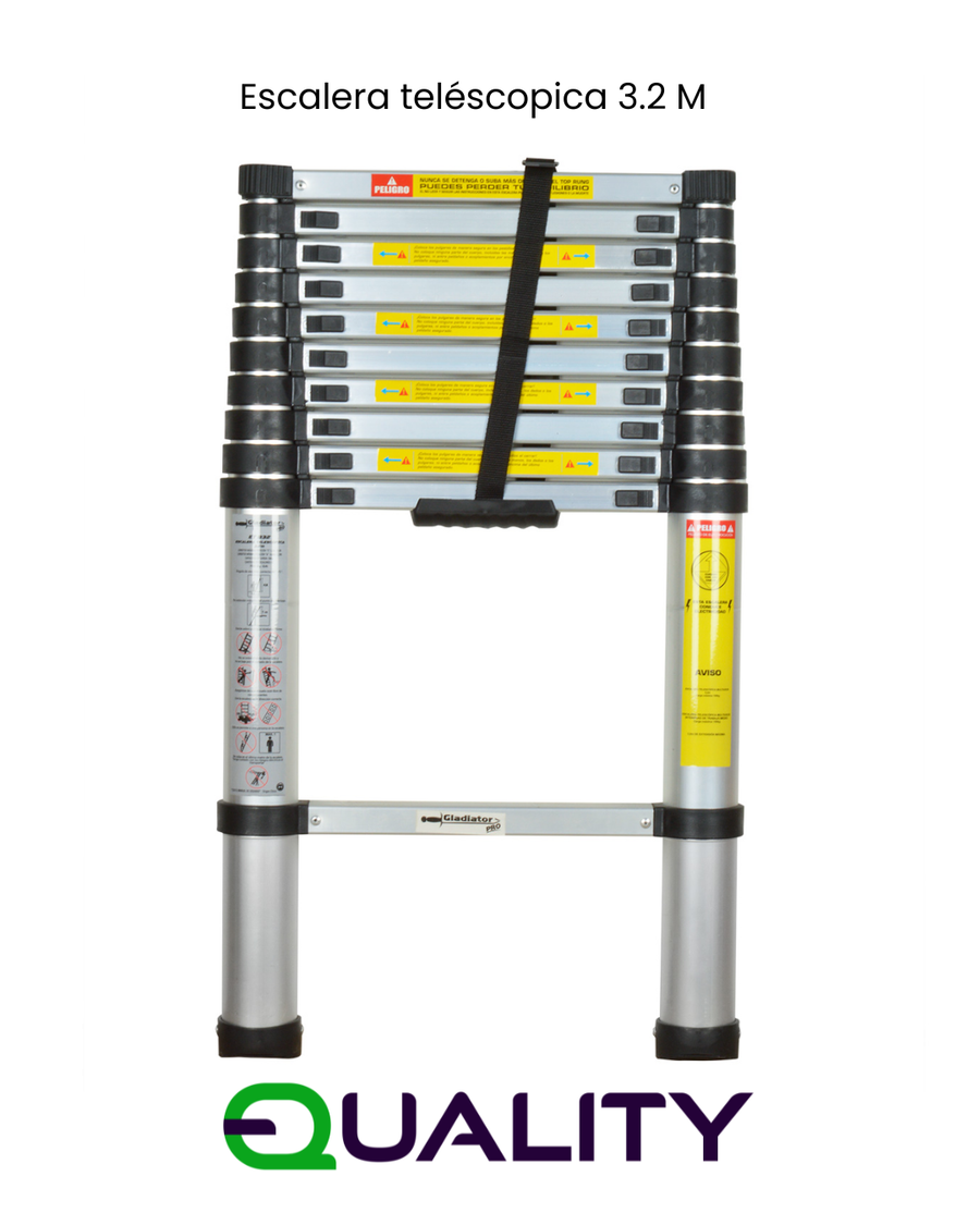 Escalera Telescópica de Aluminio Retráctil - Capacidad 150 kg