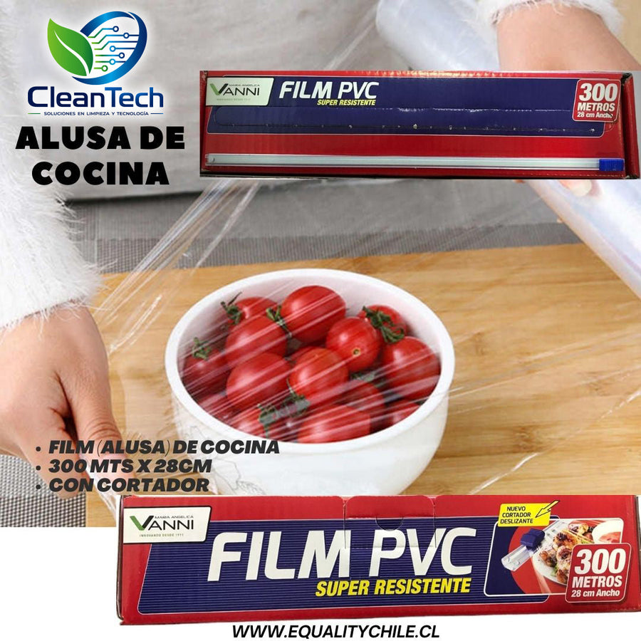Film Plástico Transparente con Cortador Integrado - 300 Metros