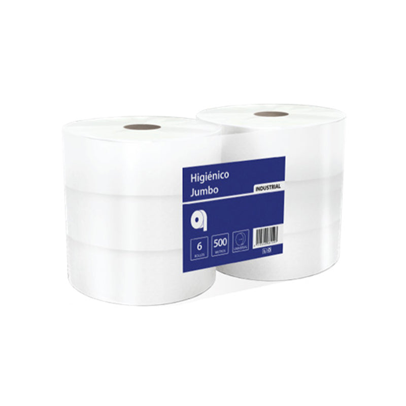 Papel Higiénico Industrial Jumbo 6x500 Metros - Hoja Simple