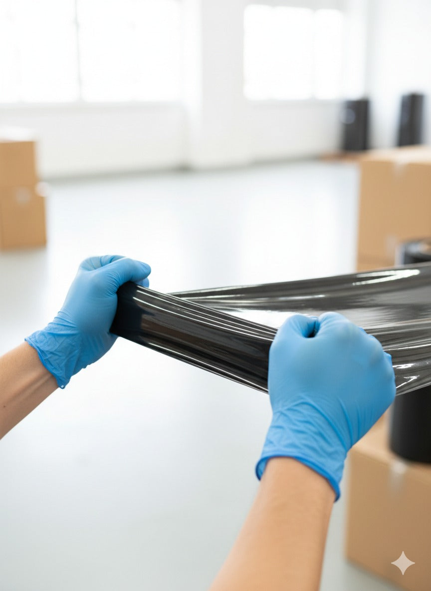 Film Stretch Negro para Embalaje 1.7 Kg - 300 Metros (Caja 8 Rollos)