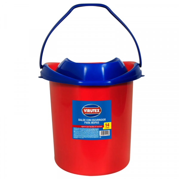 Balde con Escurridor Integrado 14L - Plástico Resistente para Limpieza Profesional