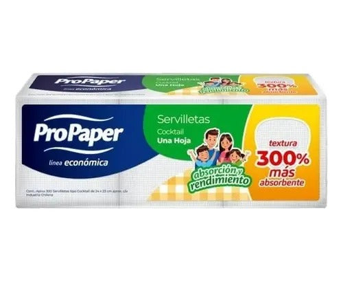 Servilletas Cocktail de Papel Tissue 24 x 23 cm - Caja 10 Packs x 300 Unidades
