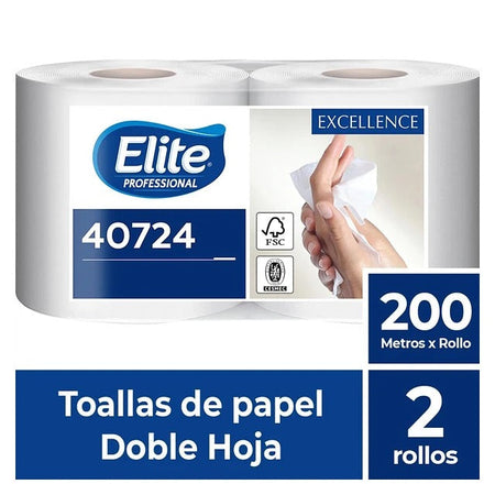 Toalla de Papel Doble Hoja 2 Rollos x 200 m - Absorción Superior
